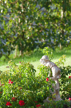 The Faraway Garden Boy with Snail is a small statue depicting a boy climbing a log to escape from a snail. A delightful addition to any garden setting and looks great in our sepia wash for an aged effect. 