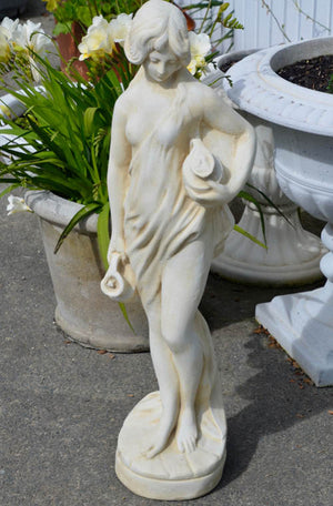 The Faraway Garden Daphne is a graceful garden statue depicting a nymph from Greek mythology who is associated with fountains, wells, springs, streams and other bodies of freshwater. She works wonderfully as a statue raised on a pedestal in a formal flower bed, a rose garden or nestled in an herbaceous bord