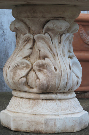The Faraway Garden Acanthus Pedestal is an elegant pedestal with classical leaf detailing to the sides, and elaborate moulding at the base. This impressive round pedestal partners perfectly with many of our statues, table tops and other unique objects for the garden.