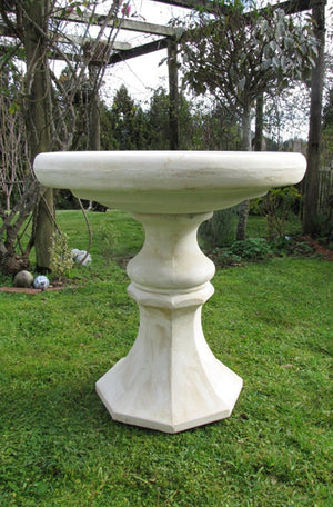 The Aquitaine Bird bath from Faraway Garden is a beautiful statement pedestal bird bath with its graceful hexagonal shaped base. A showpiece for any garden setting. A perfect addition to a more formal rose garden; on a rolling lawn; or nestled in a rambling herbaceous border. Looks wonderful in sepia for an aged effect.