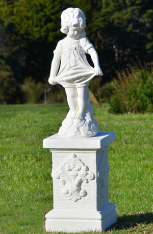 The Faraway Garden Lucy Locket is a smaller garden statue depicting a delightfully bashful girl character from old Victorian storybooks. She looks wonderful on one of our pedestals or nestled in an herbaceous border and is perfect in a small backyard or kitchen garden.