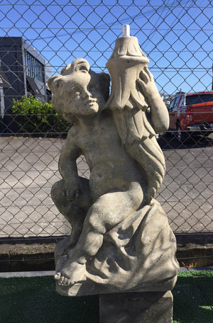 The Faraway Garden Cherub with Cornucopia Finial makes a beautiful ornamental addition to your outdoor setting when added to the top of one of our fountains, water features or in a pond. It looks wonderful treated with our sepia wash for an aged effect.