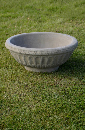 The Faraway Garden Delphine Bowl Planter is a beautiful garden object with detailed moulding to the rim and gadrooning to the bowl. This bowl looks wonderful in our sepia wash for an aged effect. See images below for our Delphine bowl in various colour options and on pedestals.