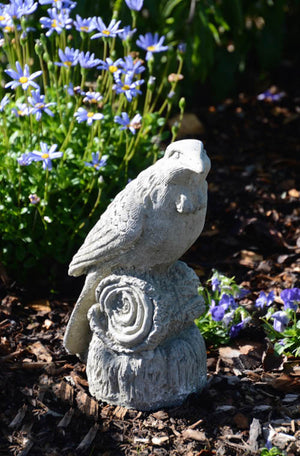 Celebrate one of NZ’s magnificent native bird characters, the Tui with a handcrafted statue from Faraway Garden.  The much-loved, boisterous bird of forest and town with its distinctive white throat tuft (poi), ranging vocals and whirring flight.